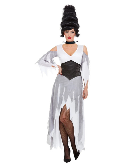 Black and White Gothic Bride Women Adult Halloween Costume - Medium - IMAGE 1