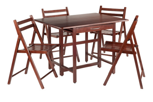 Taylor 5-Pc Set Drop Leaf Table w/ 4 Folding Chairs - IMAGE 1