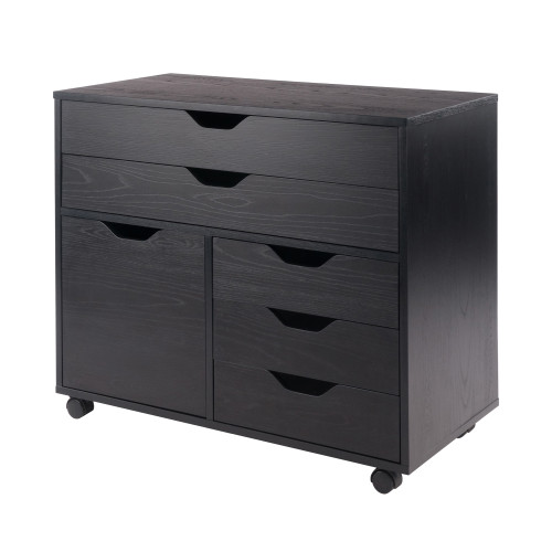 30.75" Black 3 Section Mobile Filing Cabinet - IMAGE 1