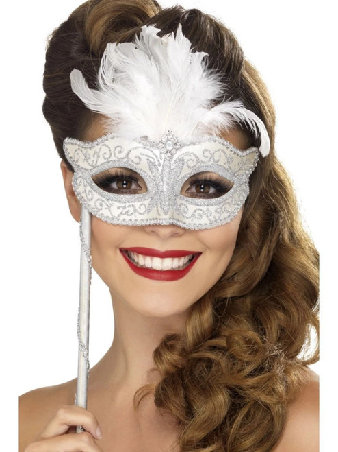 15.75" White Baroque Fantasy Women Halloween Eye Mask Costume Accessory - One Size - IMAGE 1