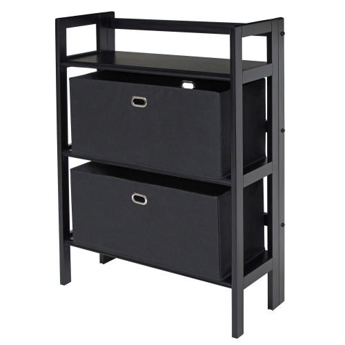 Torino 3-PC Set Folding Bookcase w/ Fabric Basket - IMAGE 1