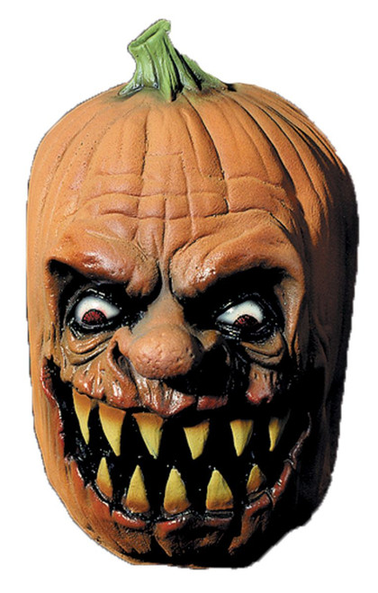 Orange and Green Jack O Lantern Halloween Face Mask - One Size - IMAGE 1