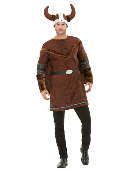 49" Brown Viking Barbarian Men Adult Halloween Costume - Medium - IMAGE 1