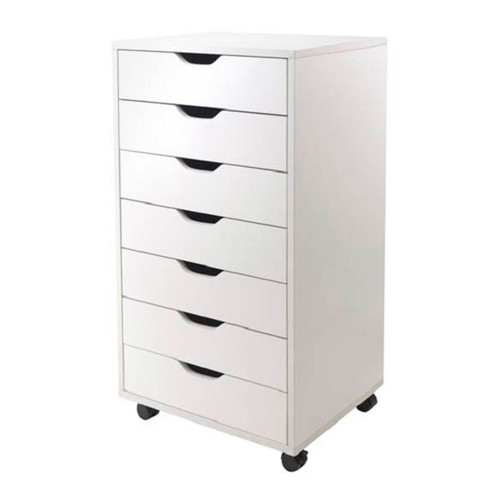 35.25” White Hallifax Wooden High Cabinet for Closet with Casters - IMAGE 1