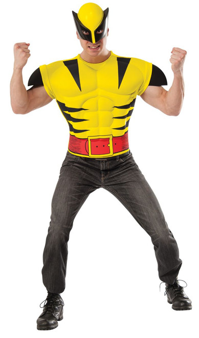 Yellow and Black Wolverine Chest Men Adult Halloween Shirt Costume - IMAGE 1