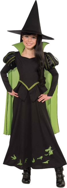 Black and Green Wicked Witch Girl Child Halloween Costume - Large - IMAGE 1
