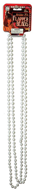 48" White 1920s Flapper Large Pearl Beads Women Adult Halloween Necklace Costume Accessory - IMAGE 1