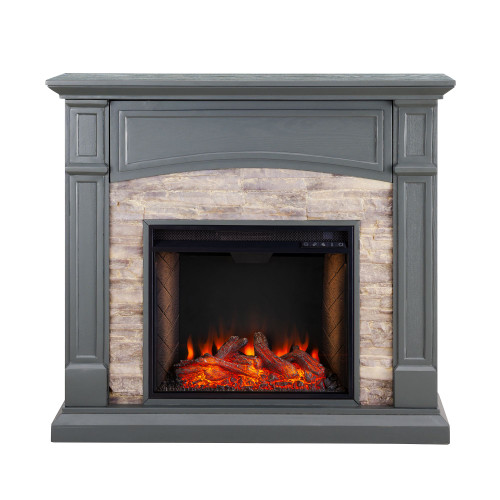 45" Gray and Black LED Flamed Alexa Electric Fireplace - IMAGE 1