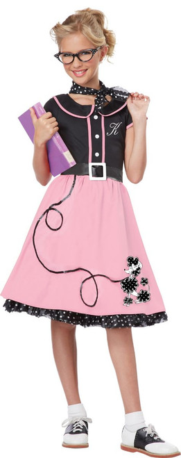 Pink and Black 1950's Style Sweetheart Girl Child Halloween Costume - Large - IMAGE 1