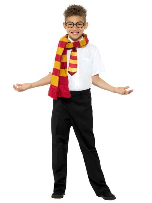 49" Red and Gold School Unisex Child Wizard Halloween Costume Kit - IMAGE 1