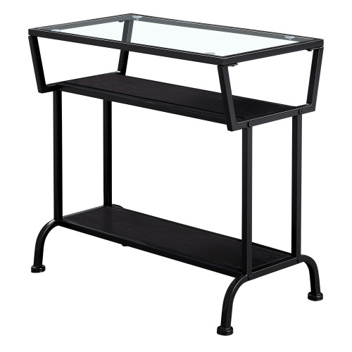 24" Black Rectangular Accent Table with Tempered Glass Top - IMAGE 1