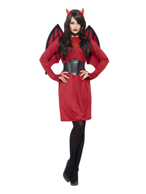 42" Red and Black Economy Devil Women Adult Costume - Large - IMAGE 1