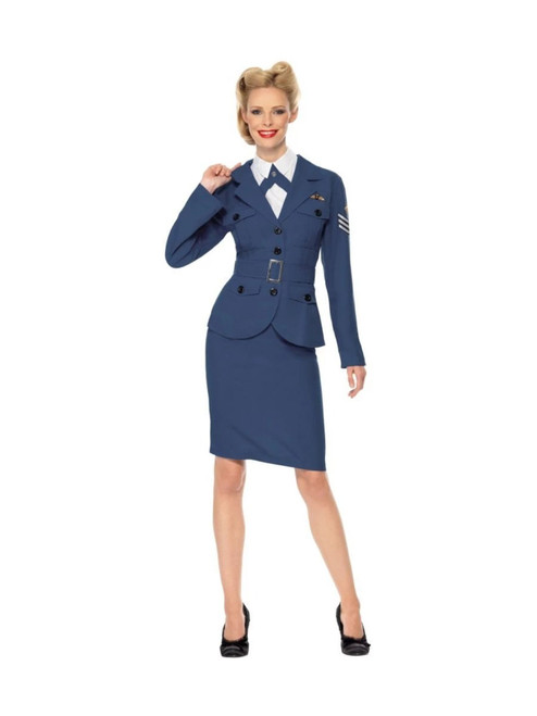 49" Blue and White 1940's Style WW2 Air Force Captain Women Adult Halloween Costume - Small - IMAGE 1