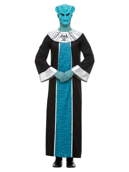 Blue and Black Alien Men Adult Halloween Costume - Small - IMAGE 1