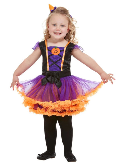 Purple and Orange Toddler Pumpkin Witch Halloween Costume - T2 - IMAGE 1