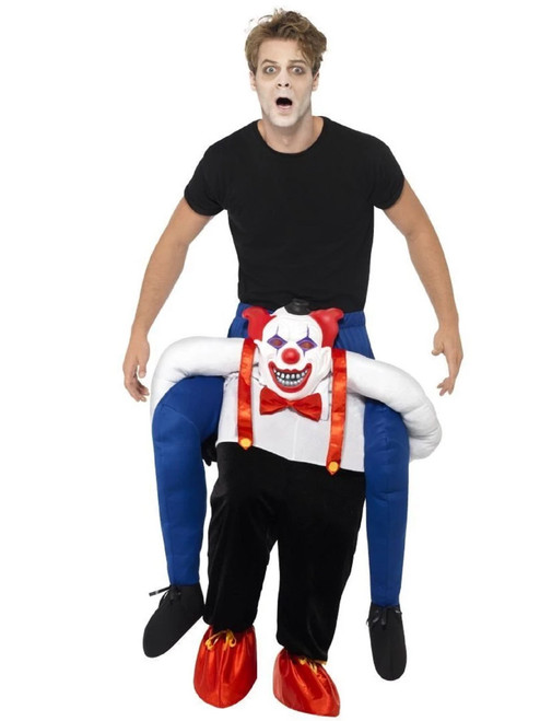 40" Black and Blue Piggyback Sinister Clown Men Adult Halloween Costume - One Size - IMAGE 1