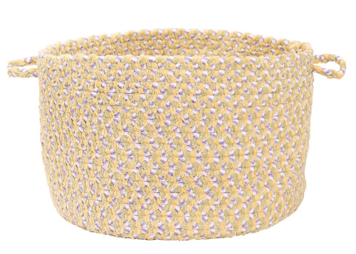 14" Yellow and White Hand-made Braided Storage Basket - IMAGE 1