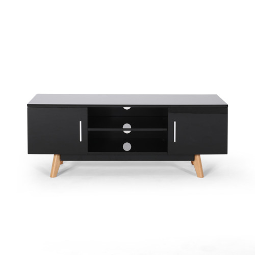 47.25" Black Contemporary TV Console Stand with Shelf - IMAGE 1