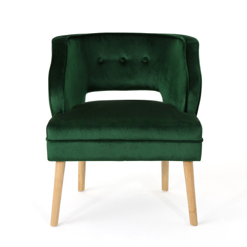 30" Emerald Green and Beige Contemporary Accent Chair - IMAGE 1