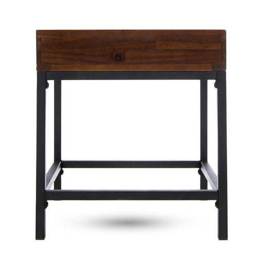 22" Oak Brown and Black Rustic Storage Side Table - IMAGE 1