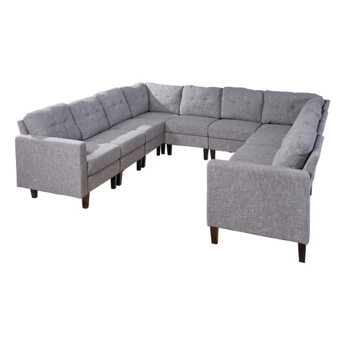 10-Piece Gray and Brown Contemporary Sectional Sofa Set 35.75" - IMAGE 1