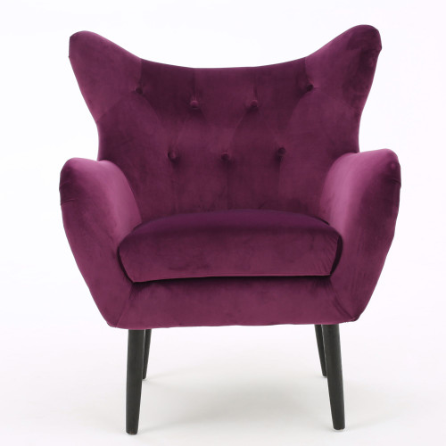 39" Purple and Black Tufted Contemporary Armed Chair - IMAGE 1