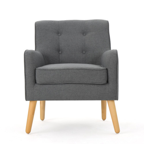 31" Gray and Beige Contemporary Tufted Back Armchair - IMAGE 1