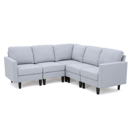 5-Piece Ash Gray Contemporary Style Plush Sectional Couch 35.5" - IMAGE 1