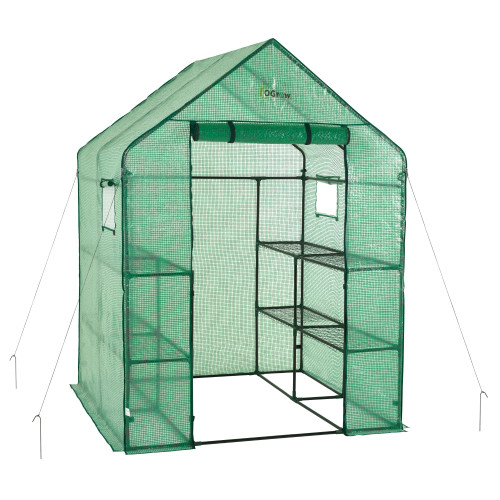 77" Green Deluxe Two Tier 8 Shelf Portable Outdoor Greenhouse - IMAGE 1
