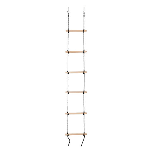 96" Black Outdoor Six Steps Gymnastic Climbing Rope Ladder - IMAGE 1