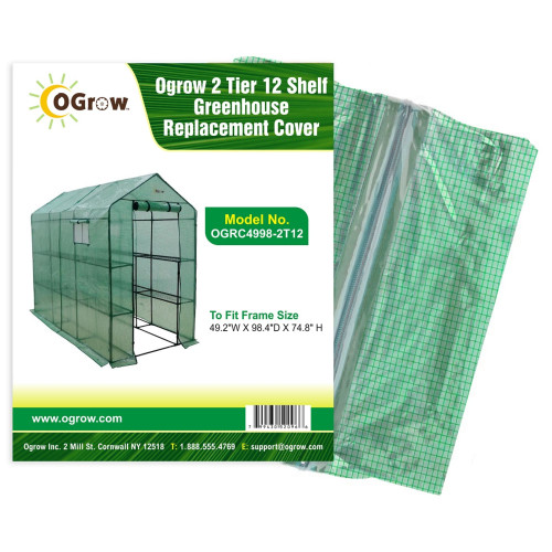 98.5" Green Two Tier Outdoor Greenhouse Replacement Cover - IMAGE 1