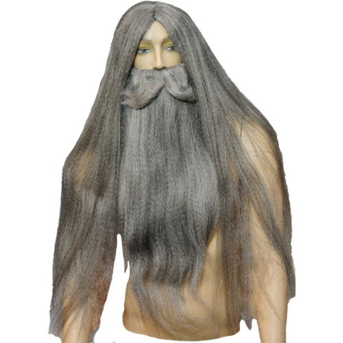 Black Wizard Men Adult Halloween Wig Costume Accessory - One Size - IMAGE 1