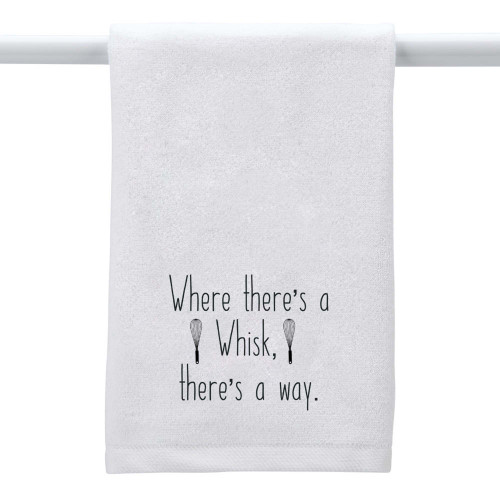 26" White Hand Towel with Whisk Statement Design - IMAGE 1