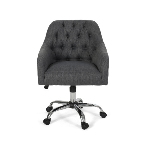 36" Charcoal Black and Silver Contemporary Handcrafted Home Office Chair - IMAGE 1