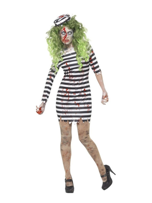 41" Black and Green Zombie Jail Bird Women Adult Halloween Costume - X1 - IMAGE 1