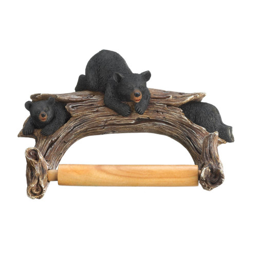9.25" Black and Brown Bear Toilet Paper Holder - IMAGE 1