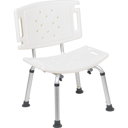 32.25" White and Silver Extra Large Back Medical Grade Shower Chair - IMAGE 1