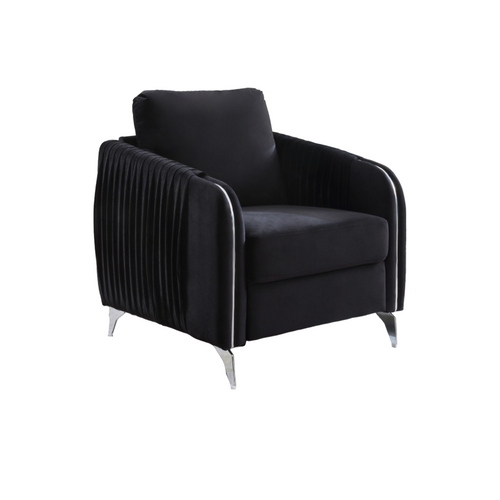 36" Hathaway Black Velvet Modern Chic Accent Armchair - IMAGE 1