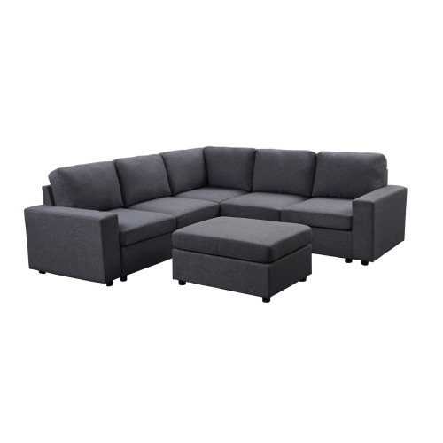 94" Gray Decker Sectional Sofa with Ottoman - IMAGE 1