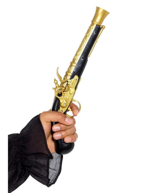 40" Black and Gold Realistic Pirate Blunderbuss Unisex Adult Halloween Pistol Costume Accessory - IMAGE 1