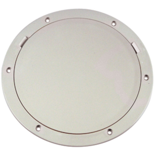 9" White Round Beckson Smooth Center Pry Out Boat Deck Plate - IMAGE 1