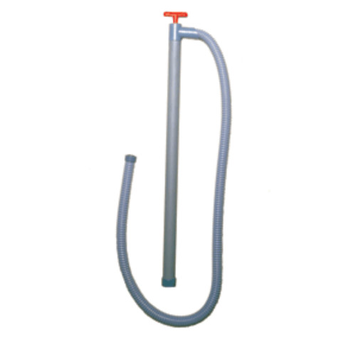 3' Steel Gray and Red Beckson Thirsty-Mate Pump 36-Inch with 72-Inch Flexible Reinforced Hose - IMAGE 1