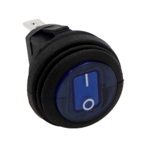 6" Pack of 5 Matte Black Rocker Switch Illuminated Blue Round - IMAGE 1