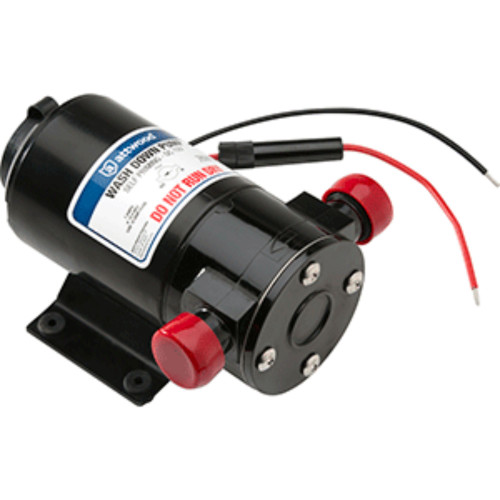 7" Black and Red Outdoor Marine Attwood Self Priming Washdown Pump - IMAGE 1