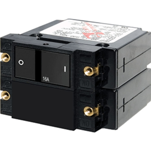 4" Black Functional Blue Sea 7412 A-Series Flat Rocker Circuit Breaker - Double Pole - 16A - IMAGE 1