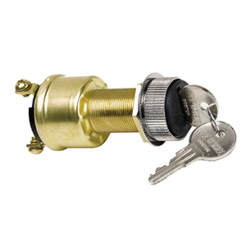 6" Cole Hersee 3 Position Brass Ignition Switch with Rubber Boot - IMAGE 1