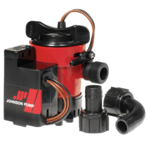 7" Black and Red Johnson Pump 750GPH Auto Bilge Pump 3/4-Inch Hose Mag Switch 12V - IMAGE 1