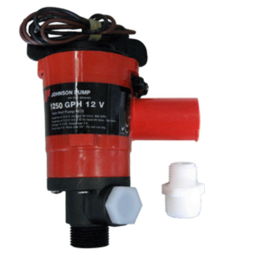 9" Black and Red Twin Port 1250 GPH With Livewell Aerating Pump - IMAGE 1