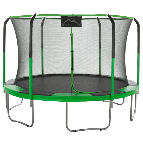 11' Green and Black Outdoor Trampoline with Top Ring Enclosure System - IMAGE 1