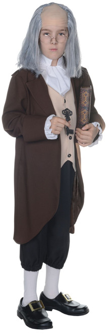 Brown and White Ben Franklin Child Boy Halloween Costume - Small - IMAGE 1